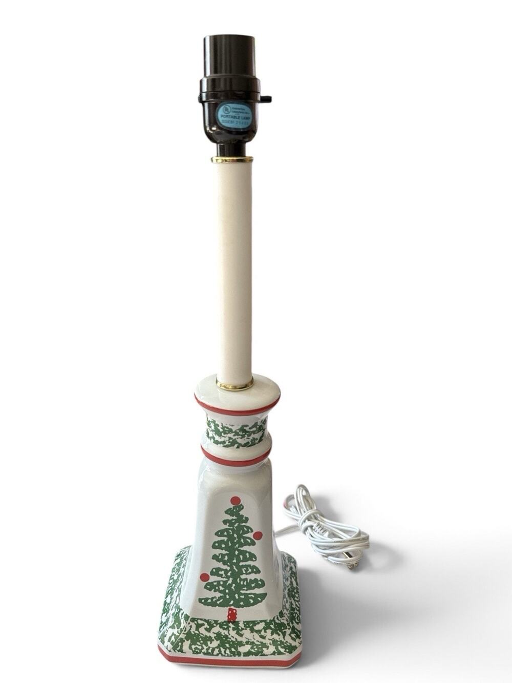 RARE Furio Spongeware Christmas Tree Candlestick Lamp Working No Shade